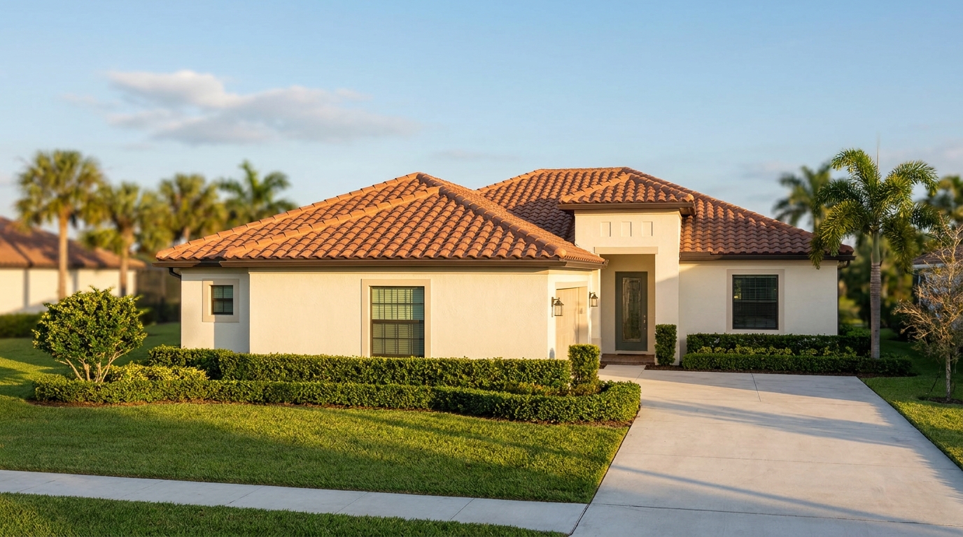 Freshly completed tile roof on a South Florida home